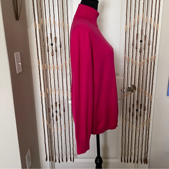 Talbots Knit Turtleneck Sweater XL Pink Barbiecore Quiet Luxury - Picture 2 of 13